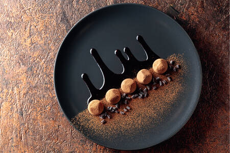Chocolate truffles on a plate