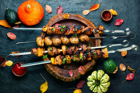 Kebabs and pumpkins