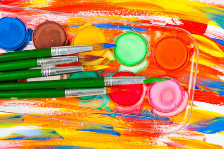 Paints and brushes
