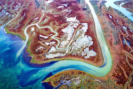 Aerial view of the Alyakmon river