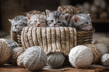 Gatinhos em uma cesta