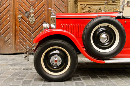 Red retro car