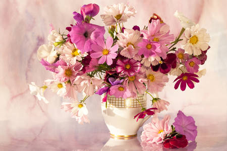 A bouquet of wildflowers on the table