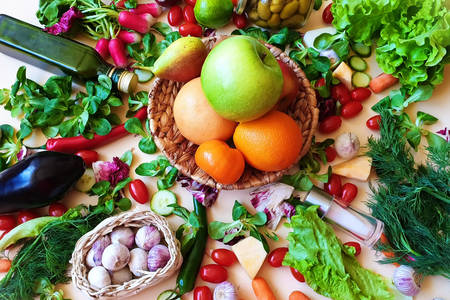Assorted vegetables and fruits