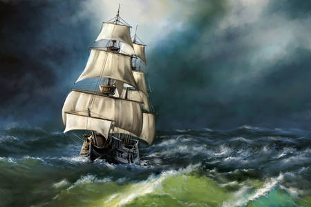 Ship in storm